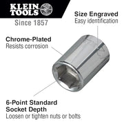 KLEIN TOOLS 7/16-Inch / Chrome / 1 Socket Wrenches