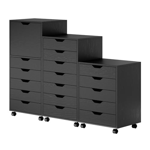 Winsome Black / 1 Door, 17 Drawers / Transitional Storage Drawer Units