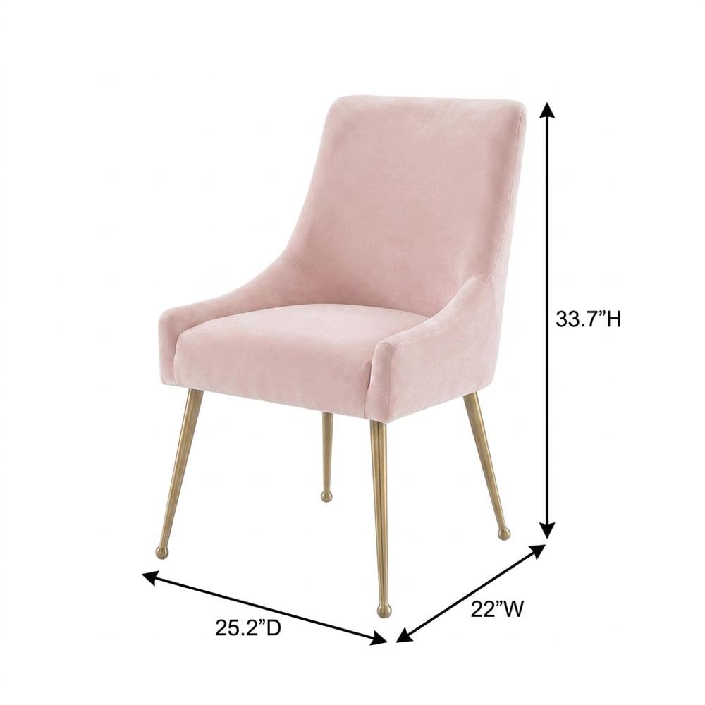 Velvet-Upholstered Side Chair with Gold Legs by Starlight Canyon Home – Velvet, Blush