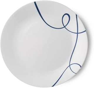 Corelle LIa 8.5 Luncheon Plate White w/Blue Splash swirl across (1) Plate