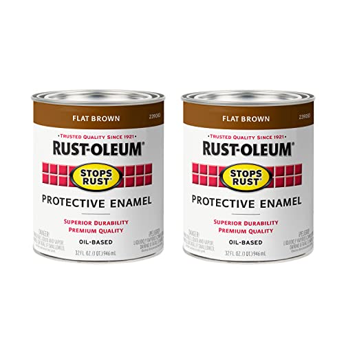 Rust-Oleum Flat Brown / 32 Fl Oz (Pack of 2) / Brush on Paint Interior & Exterior House Paint