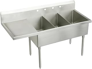 Elkay SS8345L0 Commercial 48" x 27-1/2" Floor Mount Triple Compartment Scullery Sink