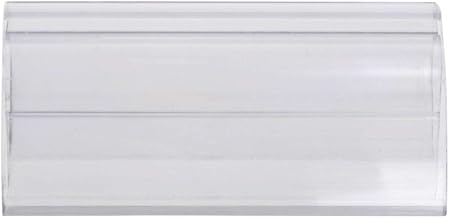 HUBERT Kost Klip Clear Plastic Snap-On Covered Face Label Holder for Wire Shelves - 3" L x 1 1/4" H, 50 per Bag