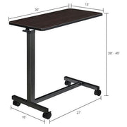 Mobile Overbed Table with H-Base by Global Industrial – 31.5"L x 15"W x 5.12"H, Walnut, Walnut Top, Model YUE6110
