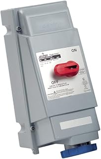 Leviton 460MF9W 60 Amp, 240 Volt 3-Phase, IEC 60309-1 & 60309-2, 3P, 4W, North American Pin & Sleeve Mechanical Interlock, Industrial Grade, IP67, Watertight, Fused - BLUE