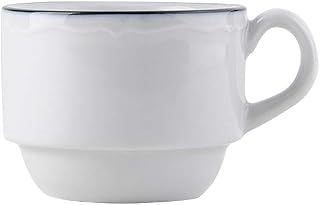 Tuxton China SBF-0303 Espresso Cup, 3 oz., 3-3/8" x 2-5/8" x 2", Scalloped, Stackable, Microwave and Dishwasher Safe, Oven Proof, Fully Vitrified, Porcelain, TuxTrendz, Pack of 36