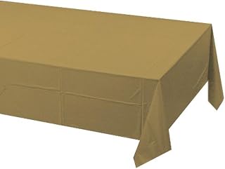Creative Converting Plastic Tablecover, 54" x 108", Glittering Gold