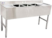 OMCAN 25274 DIMENSIONS 60” x 18 3/4” x 37” Under Bar Sink With 3 Compartments
