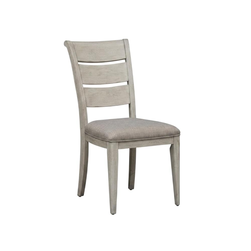 Linen-Upholstered Ladder Back Side Chairs Set of by Starlight Canyon Home – Solid + Manufactured Wood, White, Pack of 2