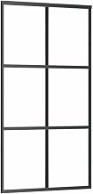 vidaXL Sliding Door ESG Glass and Aluminum 40.2"x80.7" Black