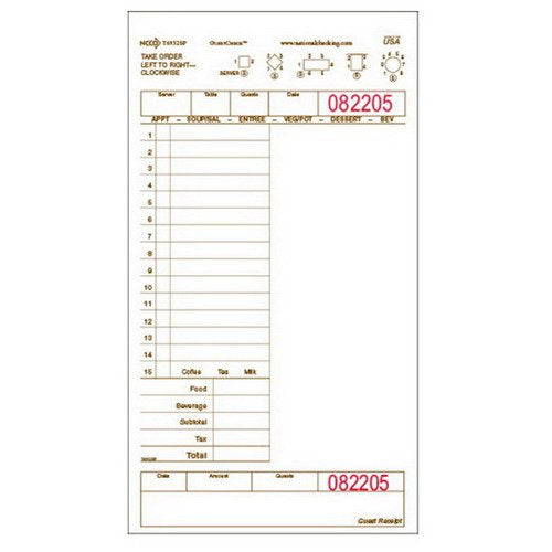 National Checking Company Guest Check Board - 1 Part Yellow by NCCO – Cardboard, Pack of 2000, Model 583SP