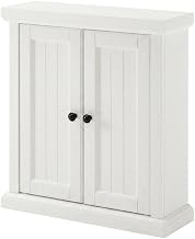 Furnifact Seaside White Bathroom Wall Cabinet with Distressed Finish, Space-Saving, Durable, Easy to Mount, Elegant Storage Solution