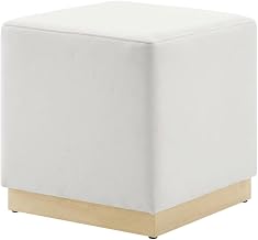 Gray 17-Inch Performance Velvet Upholstered Ottoman, Square, Comfortable Cushion, Durable Frame, Stylish Modern Design