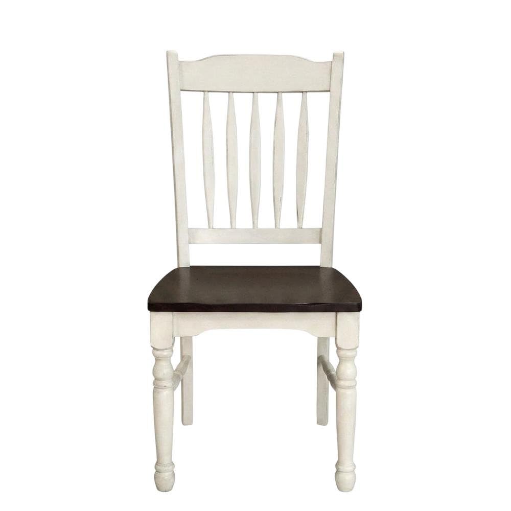 British Isles Brown Slatback Sidechair with Light Distressed Finish by Starlight Canyon Home – Solid Rubberwood, Brown, Pack of 2