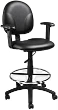 Caressoft Drafting Stool with Adjustable Arms and Footring, Ergonomic Office Task Stool for Standing Desk and Home Office Work