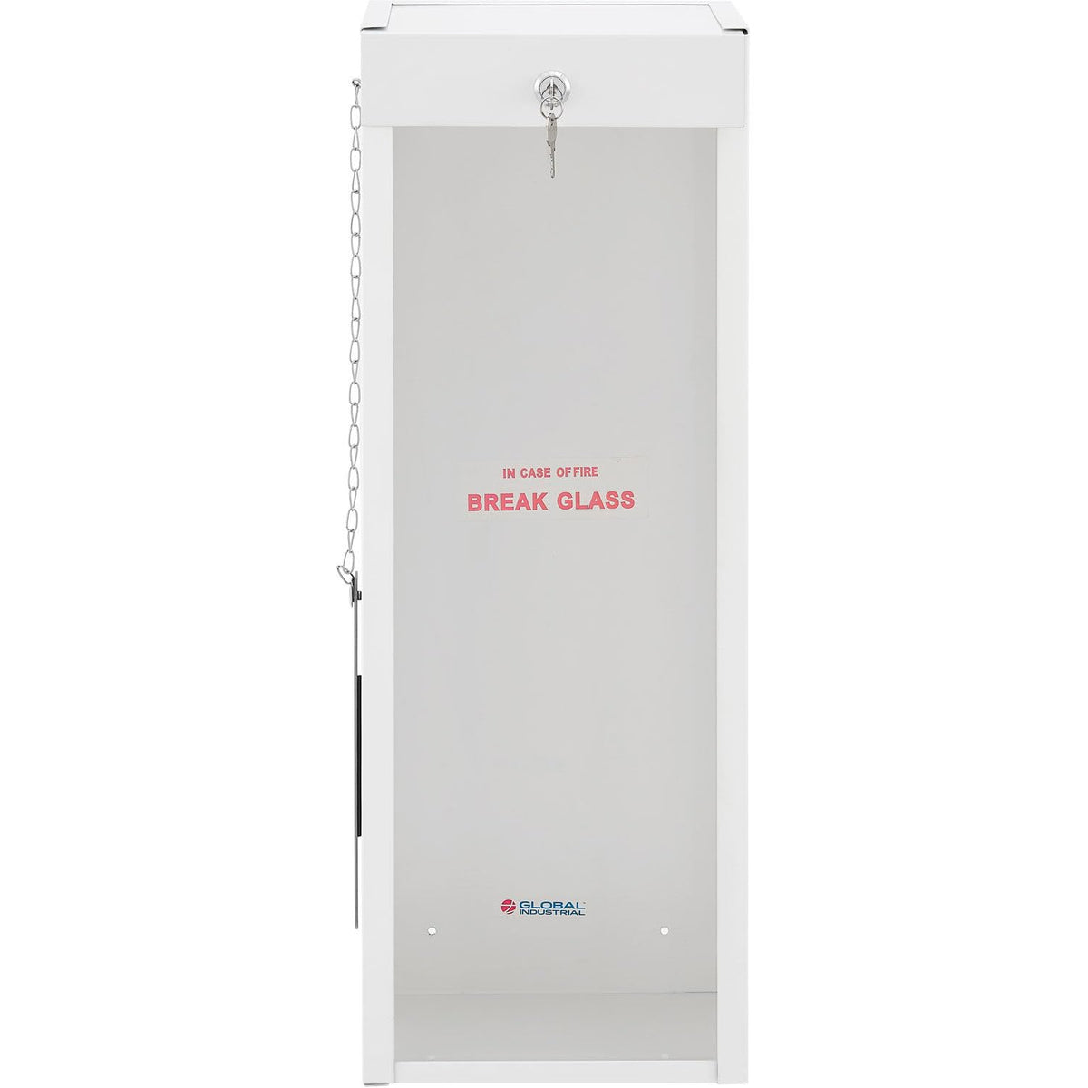 Lockable Steel Fire Extinguisher Cabinet with Breakable by Global Industrial – Steel, White, Model 670601