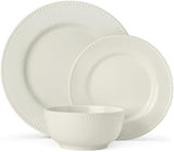 Mikasa Cranborne 12-Piece Cream Stoneware Dining Set | Gift-Boxed Dinnerware Set for 4 with Dinner Plates, Side Plates & Cereal Bowls - Dishwasher and Microwave Safe