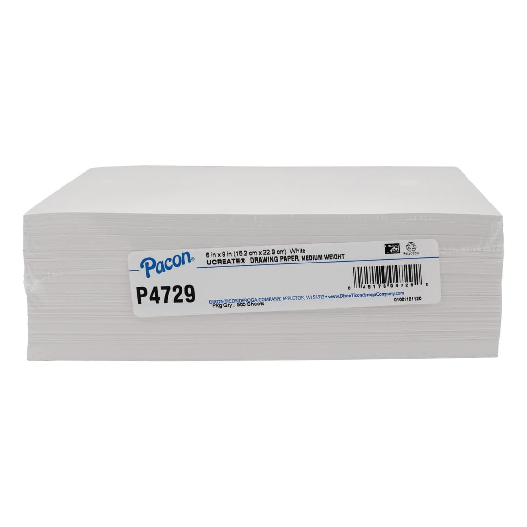 Pacon 6" x 9" (12-Pack) / White / Medium Weight Loose Drawing Paper