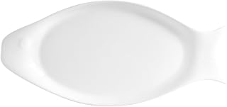 CAC China COL-F61 Super White Porcelain 15-Inch by 6-7/8-Inch by-7/8-Inch Fish Platter, Box of 12