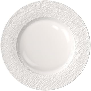 Villeroy & Boch Manufacture Ice Dinner Plate, Approx. 27 × 27 × 2 cm, White with a matt-Gloss ice Look, Dishwasher-Safe and Microwave-Safe, Plate for Main Courses, Premium Porcelain