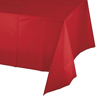 Creative Converting Celebrations Plastic Table Cover, 54 by 108", Classic Red