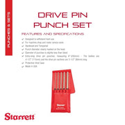 Starrett 5 Piece Set / Chrome / Industrial Pin Punches