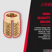 E-Z LOK M4-0.7 Pack of 25 / M4 x 0.7 / Gold Press-In Inserts