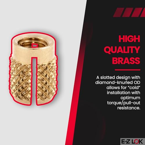E-Z LOK M4-0.7 Pack of 25 / M4 x 0.7 / Gold Press-In Inserts