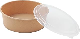 PacknWood 294WPCCO1200 40 oz 2.7 H x 7.3 D in. Huskly Reusable Salad Bowl with Clear Lid Beige - 10 Piece