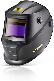 ESAB 0700000490 SAVAGE A40 Black Auto-Darkening Welding Helmet, External Shade Adjustment, Four Arc Sensor Auto Darkening, 3.93" x 1.96" True Color Viewing Lens, Sensitivity/Delay Control