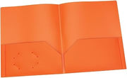 Oxford Two Pocket Folders, Plastic, Letter Size, Orange, 25 per Box, Durable File Folders for School and Office Use