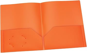 Oxford Two Pocket Folders, Plastic, Letter Size, Orange, 25 per Box, Durable File Folders for School and Office Use