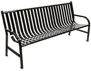 Slatted Metal Bench, Black, 6'L