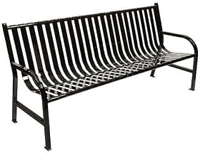 Slatted Metal Bench, Black, 6'L