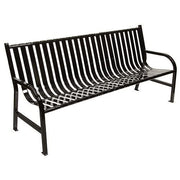 Slatted Metal Bench by Witt Industries – 74"L x 24"W x 34"H, Alloy Steel, Black, Model M6-BCHBK