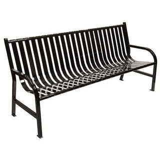 Slatted Metal Bench by Witt Industries – 74"L x 24"W x 34"H, Alloy Steel, Black, Model M6-BCHBK