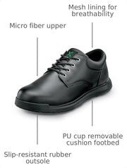 Mens Black MaxTrax Soft Toe SRO Oxford 10.0 M by SR Max – 10, Polyurethane, Black, Model Marshall II
