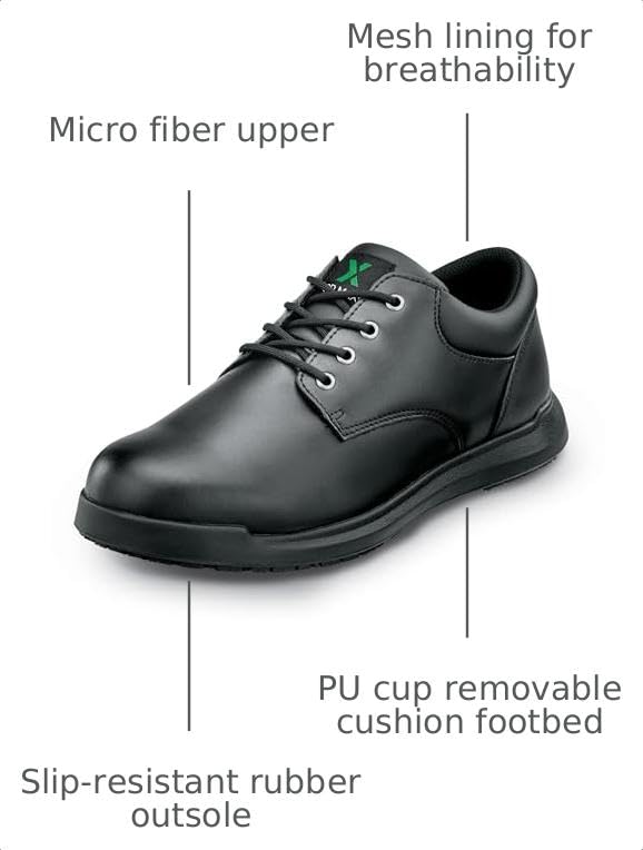 Mens Black MaxTrax Soft Toe SRO Oxford 10.0 M by SR Max – 10, Polyurethane, Black, Model Marshall II