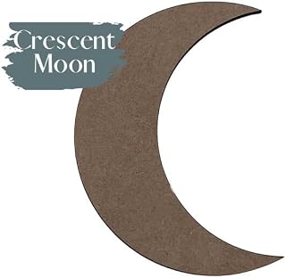 Thick Crescent Moon Cutout | Moon Wood Cutout | Acrylic Moon Shape | Wood Ceiling Decor | Moon Ceiling Wall Art | Kids Room Decor | DIY (White Board MDF, 1.5")