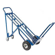 Steel 3-in-1 Convertible Hand Truck with Pneumatic Wheels by Global Industrial – 13"L x 51"W x 21"H, Alloy Steel, Blue, Model 983130