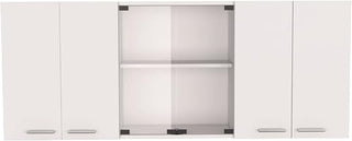 Oceana 150 Wall Double Door Cabinet with Glass, Four Interior Shelves, White – Multi-Purpose Kitchen Storage for Kitchen & Home Storage