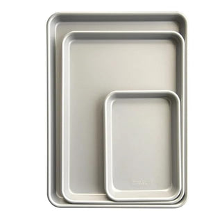 3-Piece Nonstick Baking Sheet Set Silver Color (Half Sheet by Nordic Ware – 3 sizes, Aluminum, Silver, Model 36985