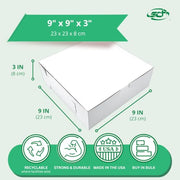 SOUTHERN CHAMPION TRAY 9" x 9" x 3" / White Non-Window / White Bakery Take Out Containers