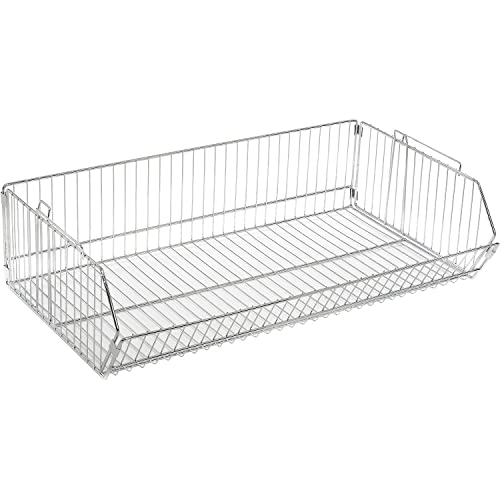 Stackable/Interlocking Wire Storage Bin by Global Industrial – 20"L x 36"W x 9"H, 100.0 pounds, Steel, Chrome, Model 832108