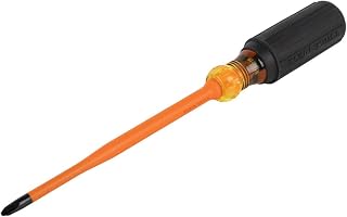 KLEIN TOOLS 6936INS Insulated Screwdriver, Made in USA, Screwdriver with 1000V Slim Profile Tip, #2 Phillips with 6-Inch Shank, Cushion-Grip Handle