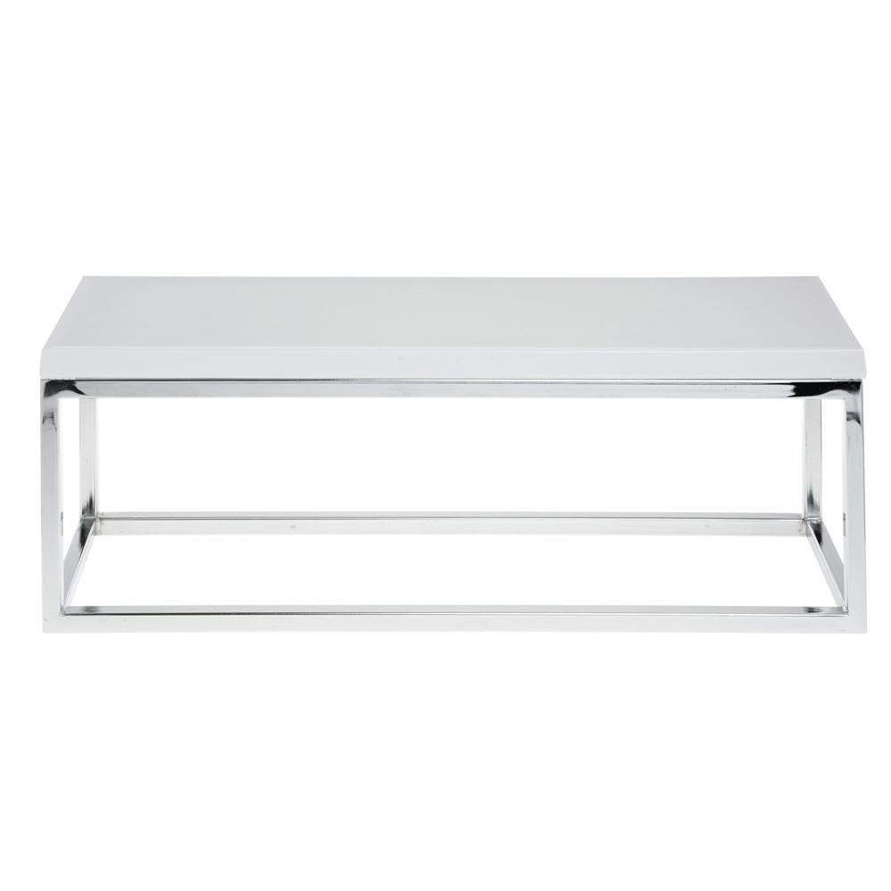 Chrome Display Riser with White Top-20 7/8" L x 6 2/5" W x 7" H by HUBERT – Metal, Gray, Model 65628+21734
