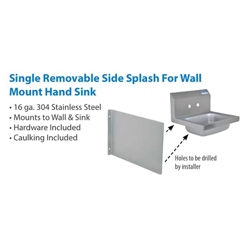BK Resources Universal Side Splash – 14.5" x 9.5", Stainless Steel, 14-1/2"W x 9-1/2"H, Model BKHS-SWSS
