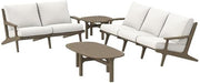 Modway Saratoga 4-Piece Outdoor Furniture Set in Weathered Gray White - Patio Conversation Set with Sofa, Loveseat, Side Table and Coffee Table