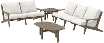 Modway Saratoga 4-Piece Outdoor Furniture Set in Weathered Gray White - Patio Conversation Set with Sofa, Loveseat, Side Table and Coffee Table