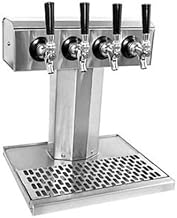 Glastender - BT-4-MF - 4-Faucet Mirror Finish Air Cooled Tee Tower w/Drain Pan